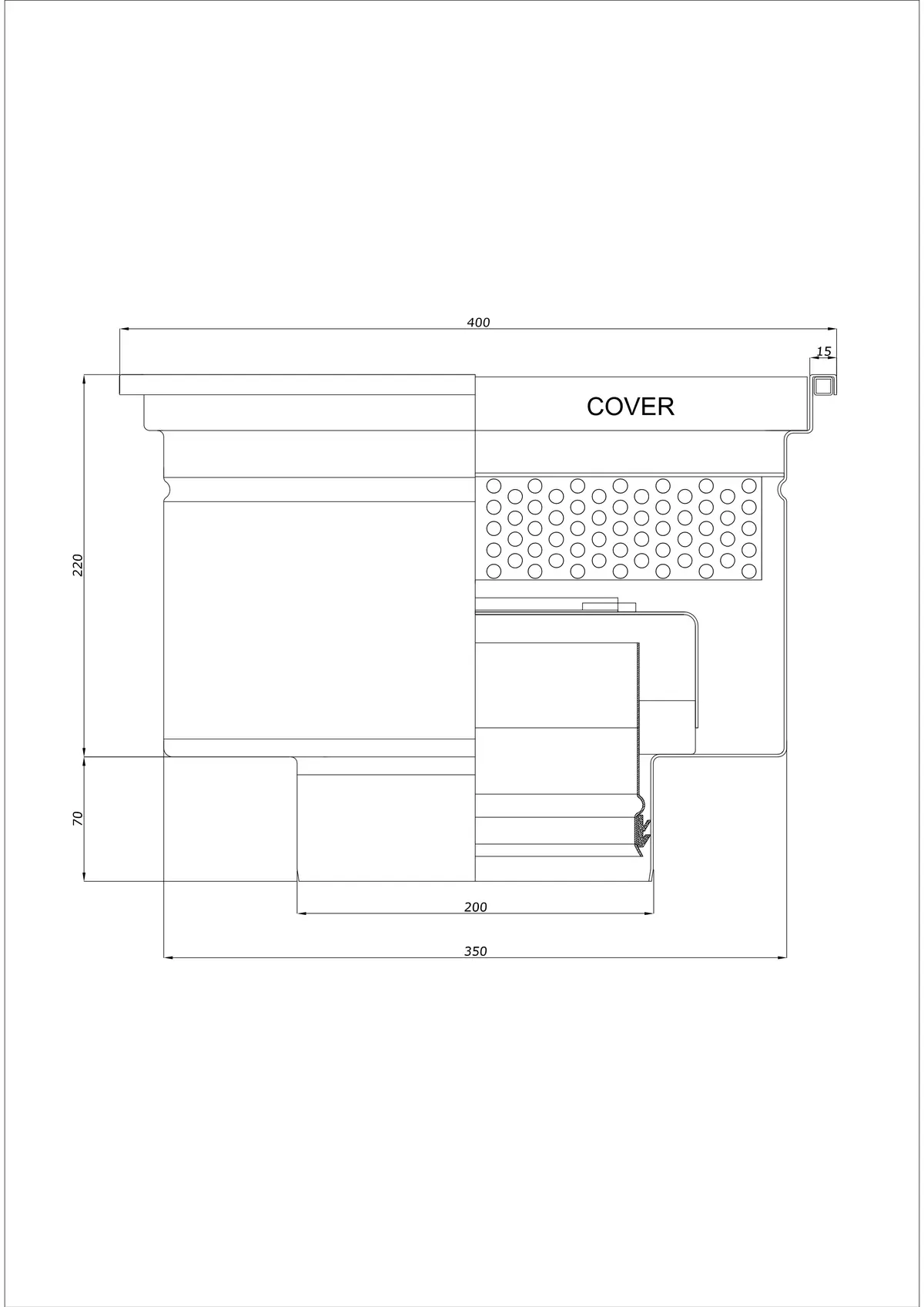 Golvbrunn BK_KRD 400x400 DN 200 - Enkel vertikal avlopp