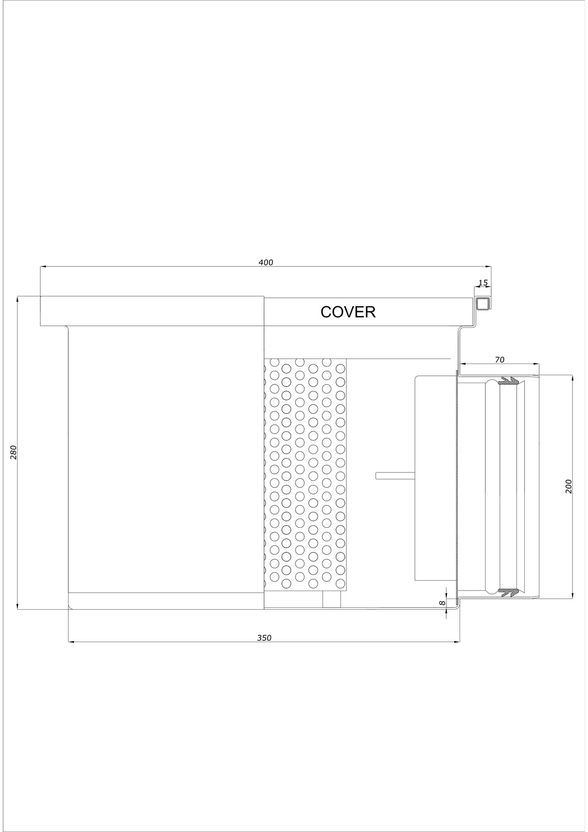 Golvbrunn BK_KRB 400x400 DN 200 - Enkel Horisontell