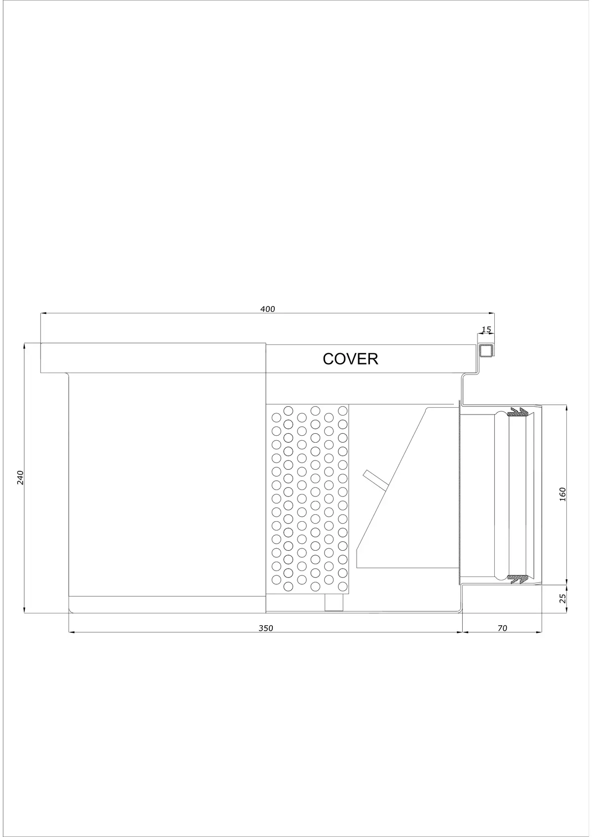 Golvbrunn BK_KRB 400x400 DN 160 - Enkel Horisontell
